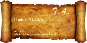 Timko Aladár névjegykártya